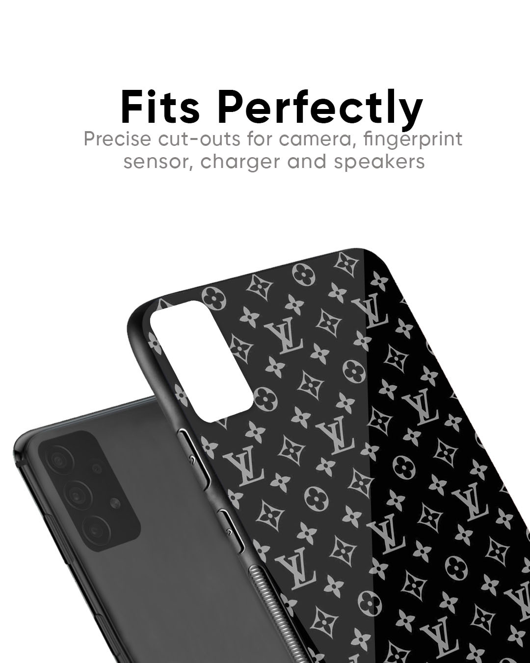 Shop Black Symbolic Pattern Glass Case for Samsung Galaxy A51-Back