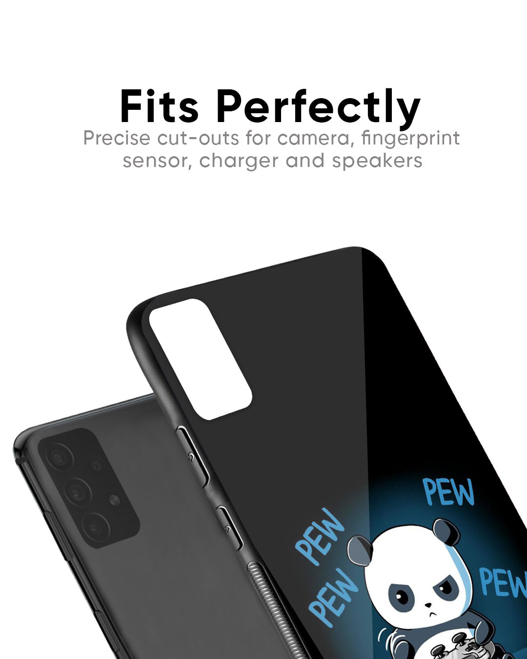 Shop Black Pew Pew Glass Case for Samsung Galaxy A51-Back