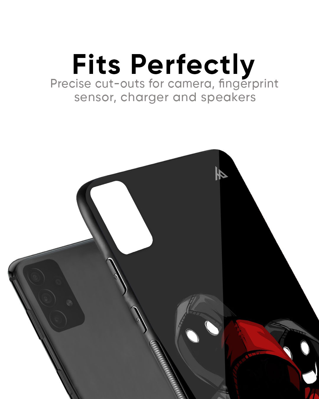 Shop Black Shadow Character Glass Case for Samsung Galaxy M30S-Back