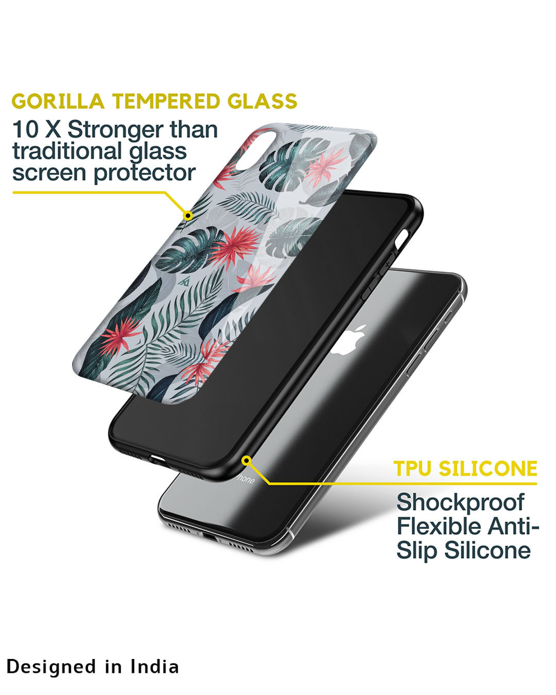 Shop Retro Floral Leaf Glass Case For Iphone 13 Pro Max-Back