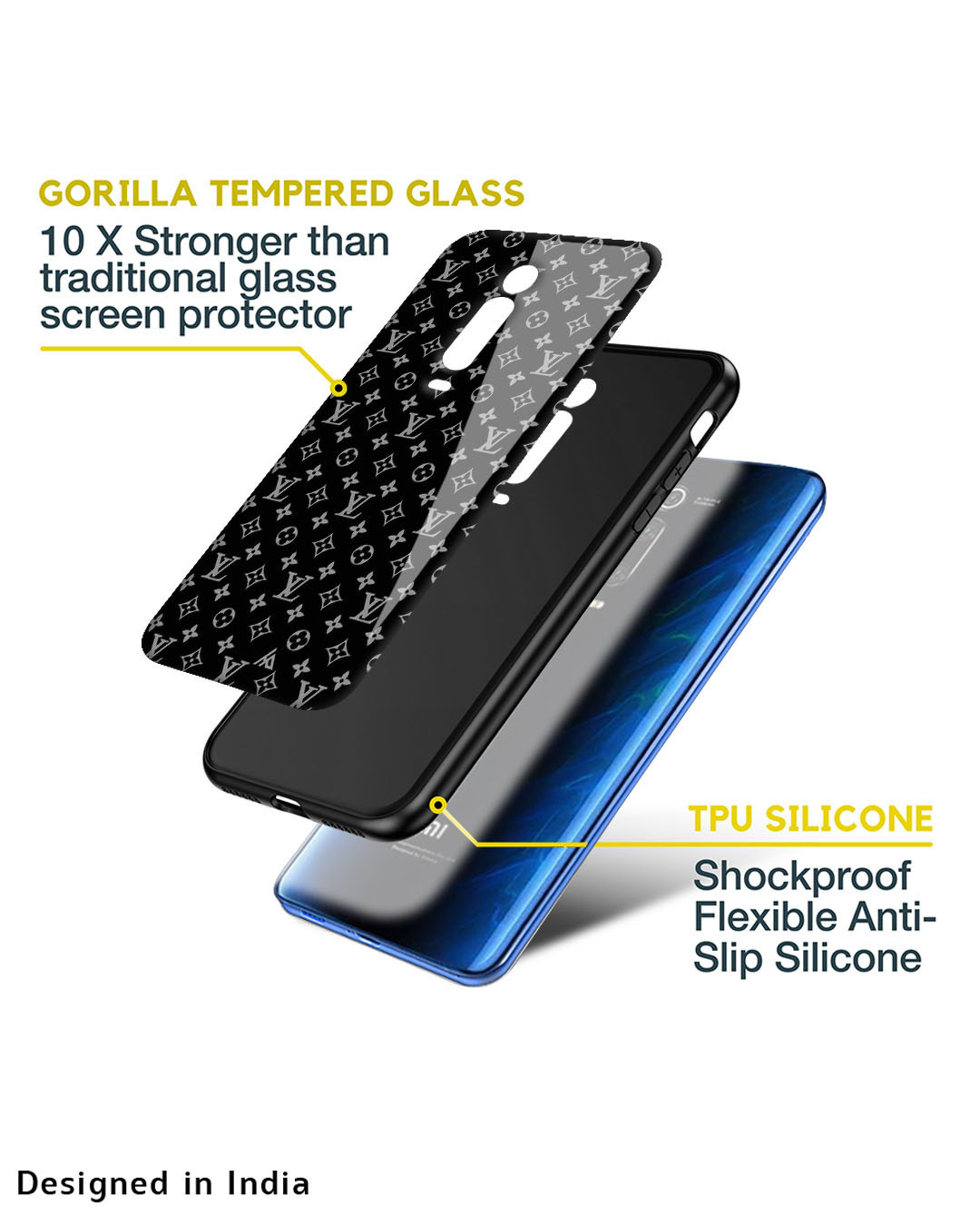 Shop Symbolic Pattern Glass Case For Redmi Note 10 Pro-Back