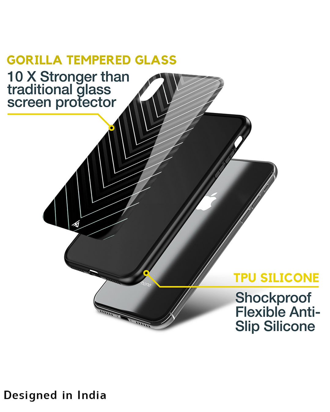 Shop V Pattern Glass Case For Iphone 12 Pro Max-Back