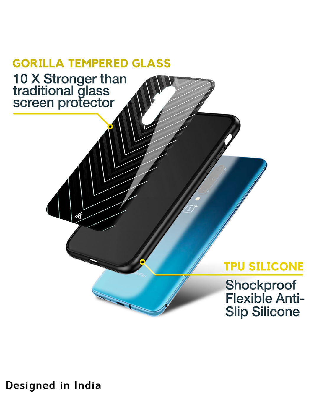 Shop V Pattern Glass Case For Oneplus Nord 2-Back