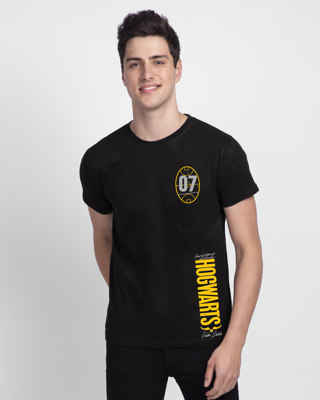 Shop Hogwarts 07 Half Sleeve T-Shirt Black (HPL)-Back