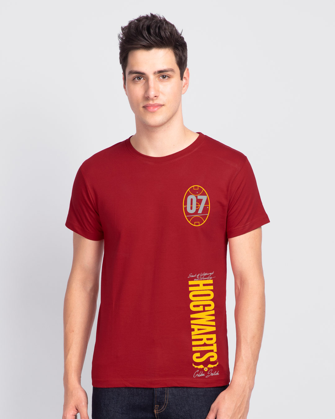 Shop Hogwarts 07 Half Sleeve T-Shirt Bold Red (HPL)-Back