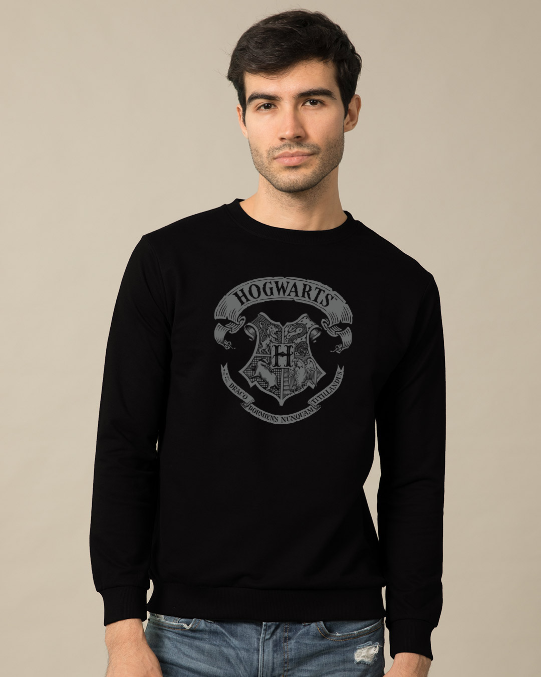 Buy Hogwarts Crest Fleece Light Sweatshirt (HPL) for Men black Online ...