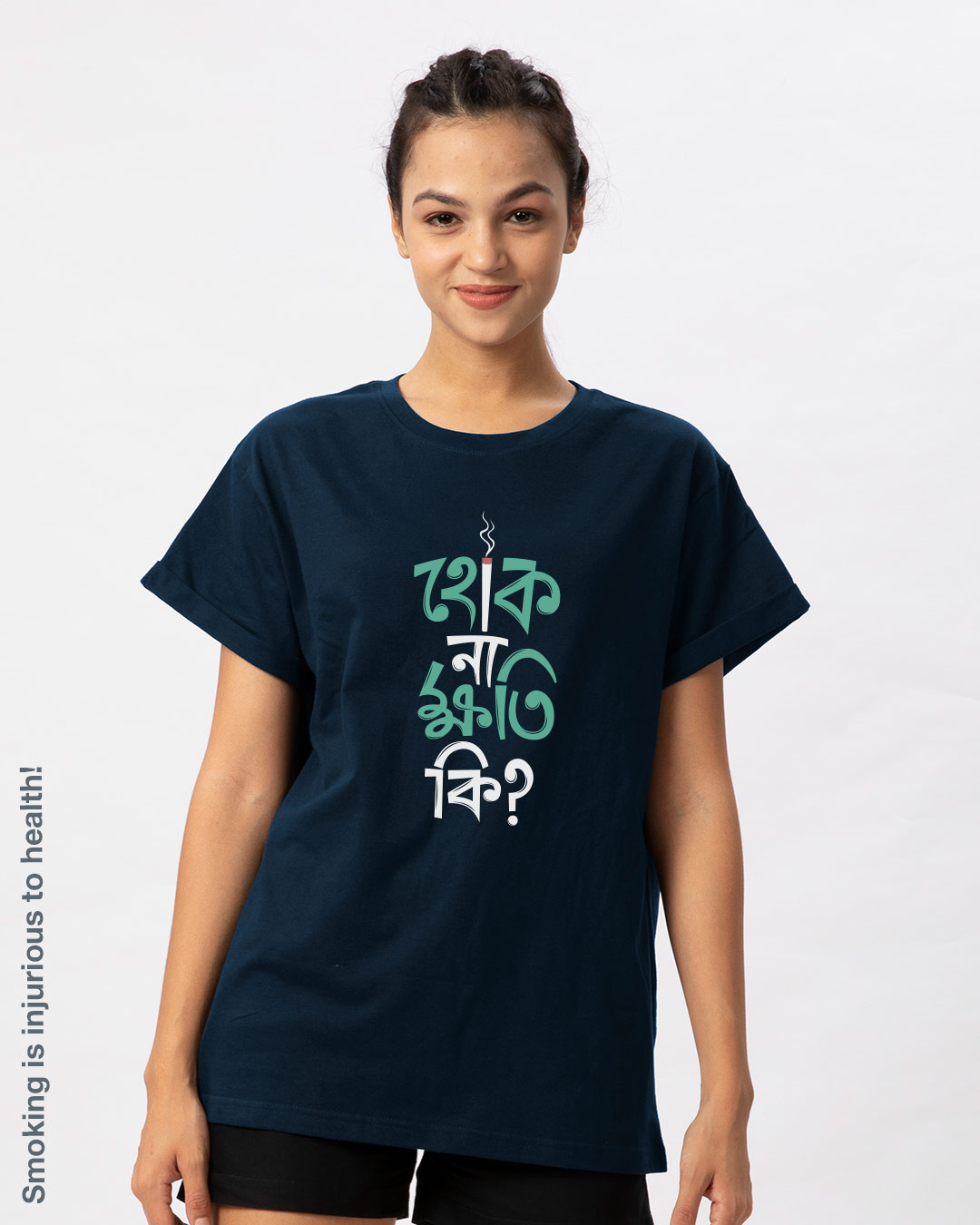 Buy Hok Na Khoti Ki Printed Half Sleeve Boyfriend TShirt For Women