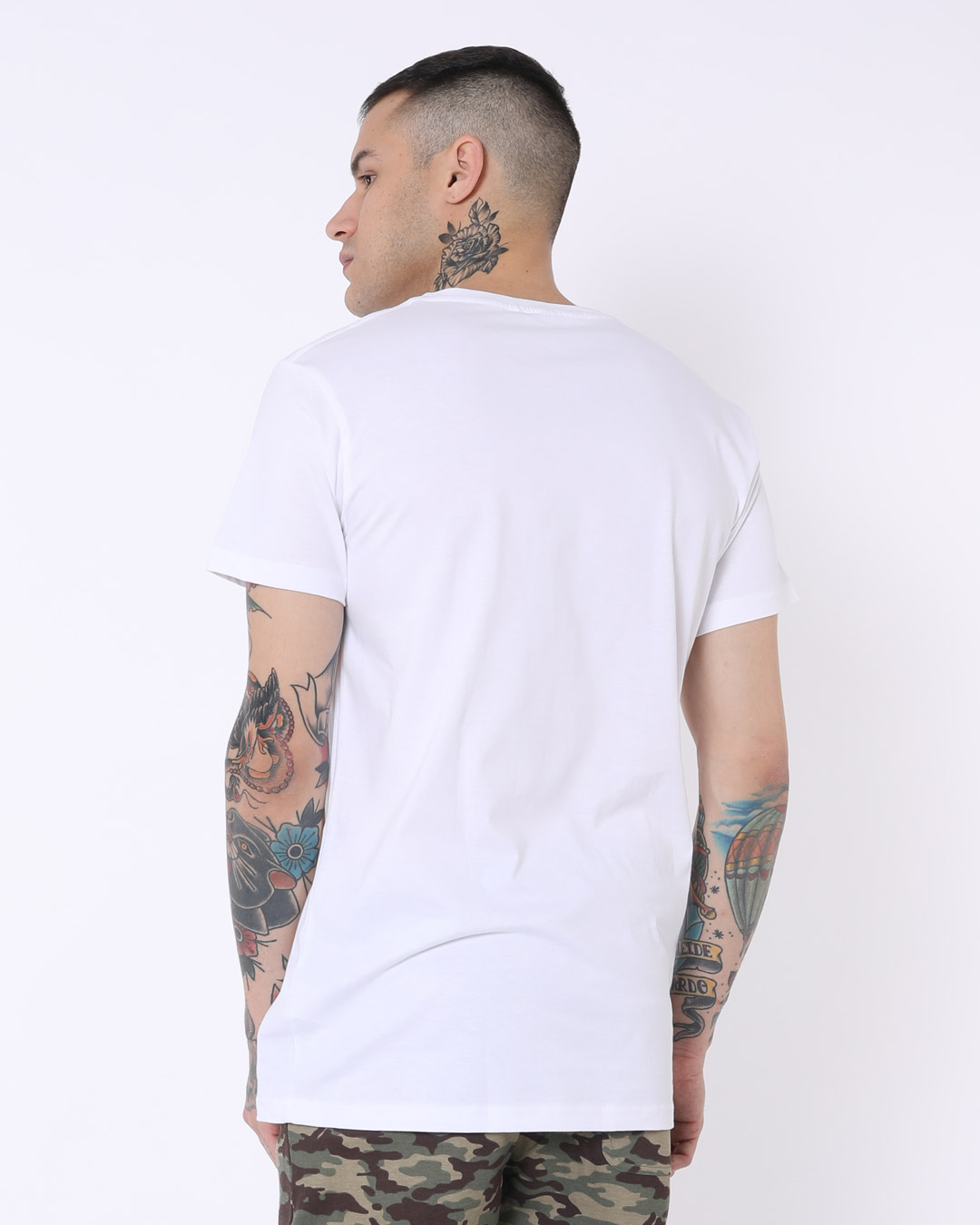 Shop Home Wifi Half Sleeve Longline White T-Shirt-Back
