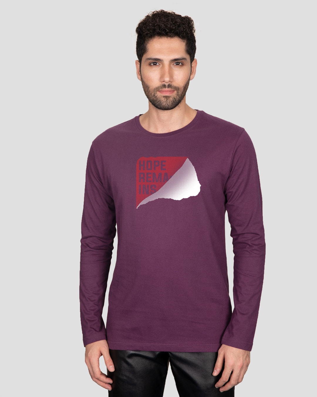 Shop Hope Tear Full Sleeve T-Shirt Deep Purple-Back