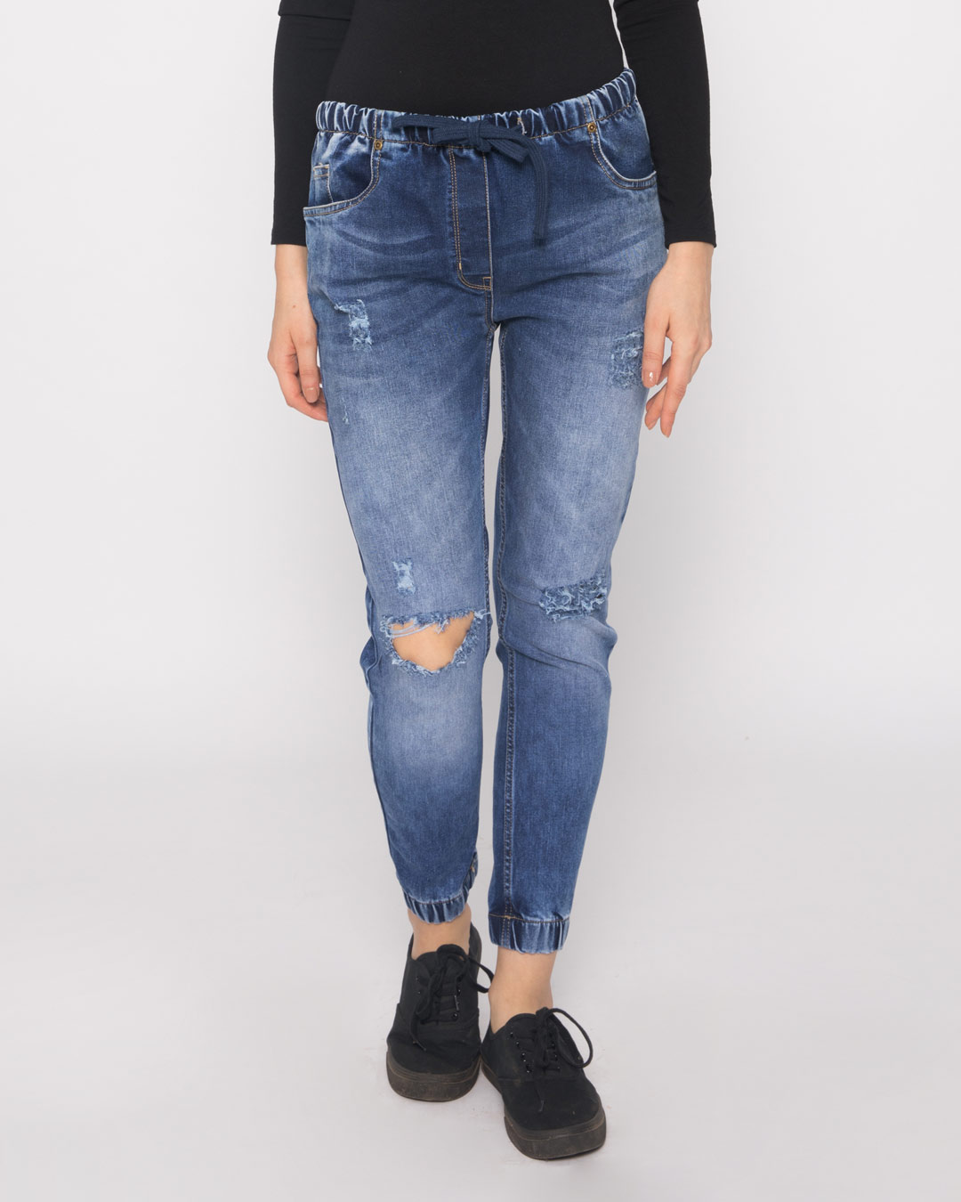 Horizon Blue Ripped Denim Joggers - Plain Womens Denim Jeans@Best Price ...