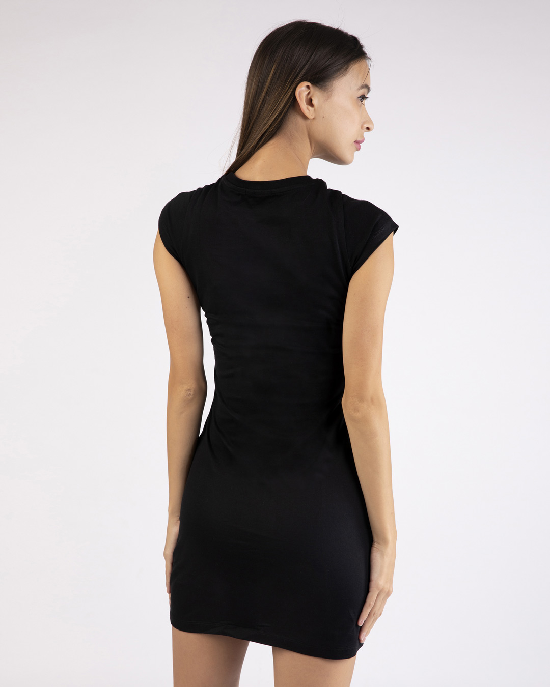 Shop Hot Mess Neon Cap Sleeve Printed T-Shirt Dress Black-Back