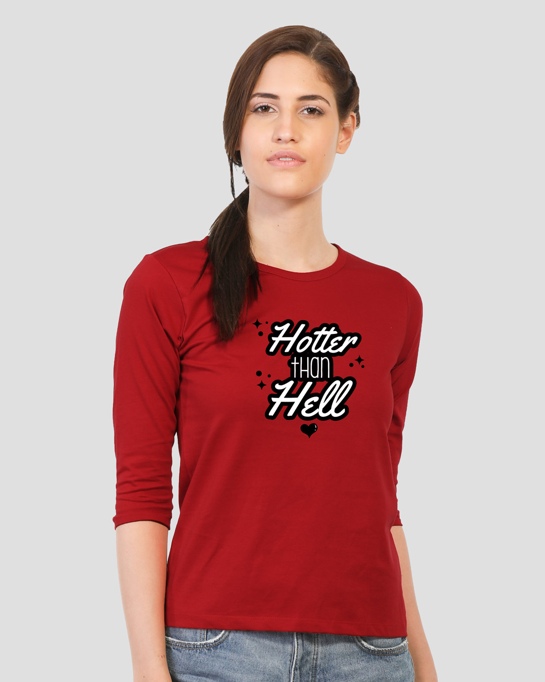Shop Hotter Than Hell Round Neck 3/4 Sleeve T-Shirt-Back