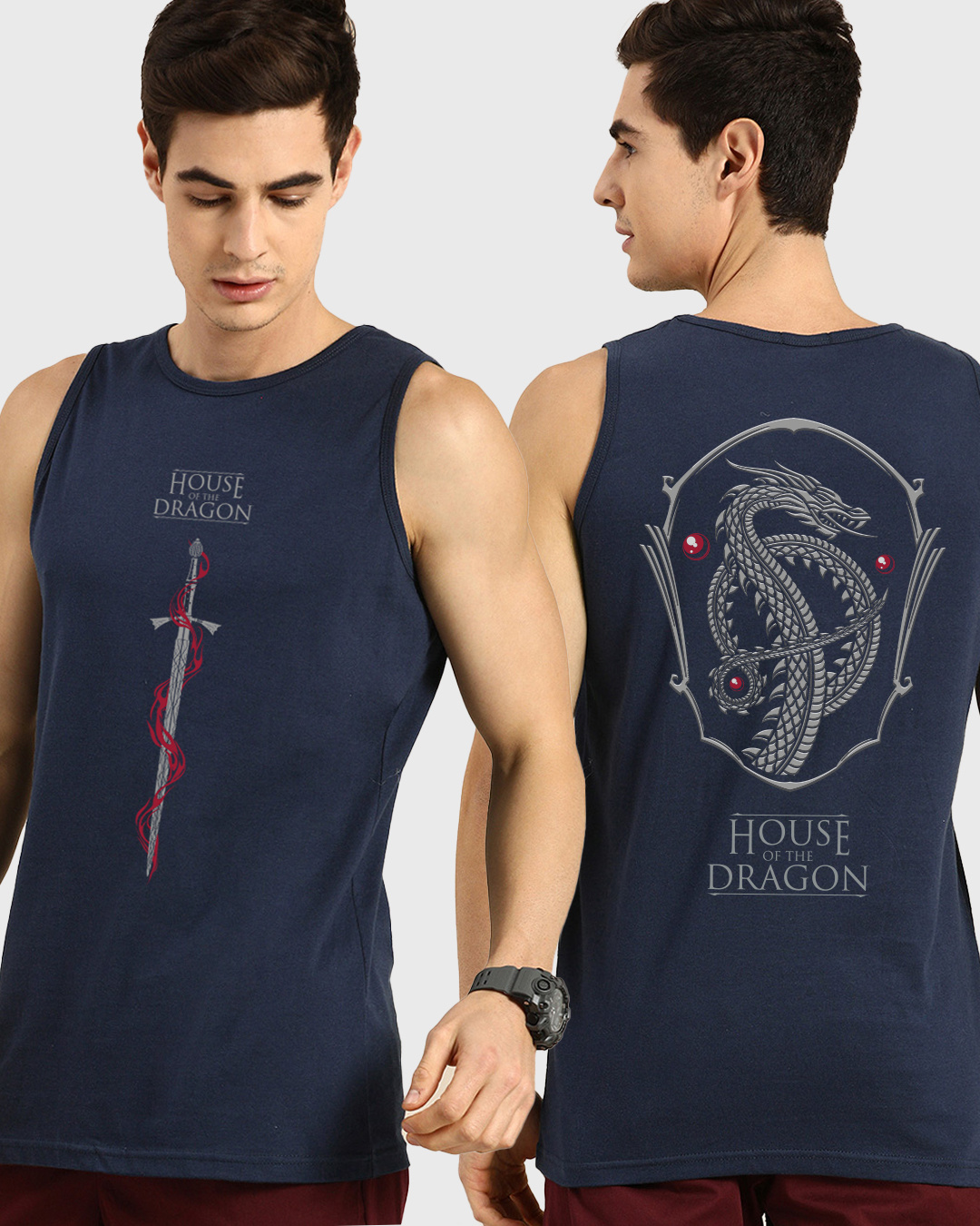 Buy Men's Blue House Of The Dragon Kingdom Graphic Printed Vest Online ...