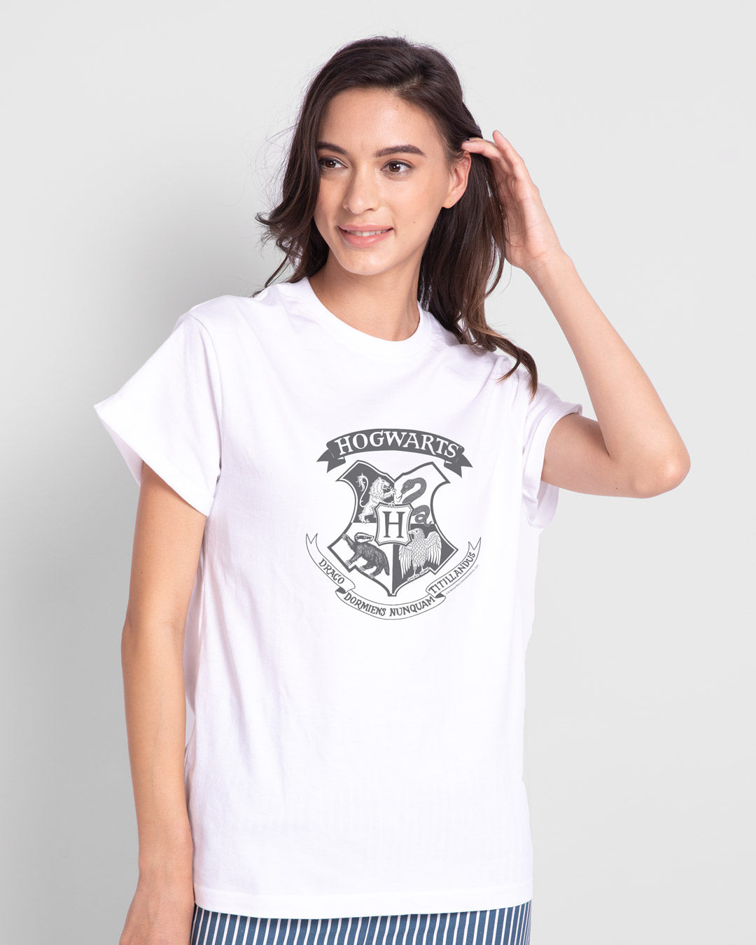 Shop HP Crest Boyfriend T-Shirt White (HPL)-Back