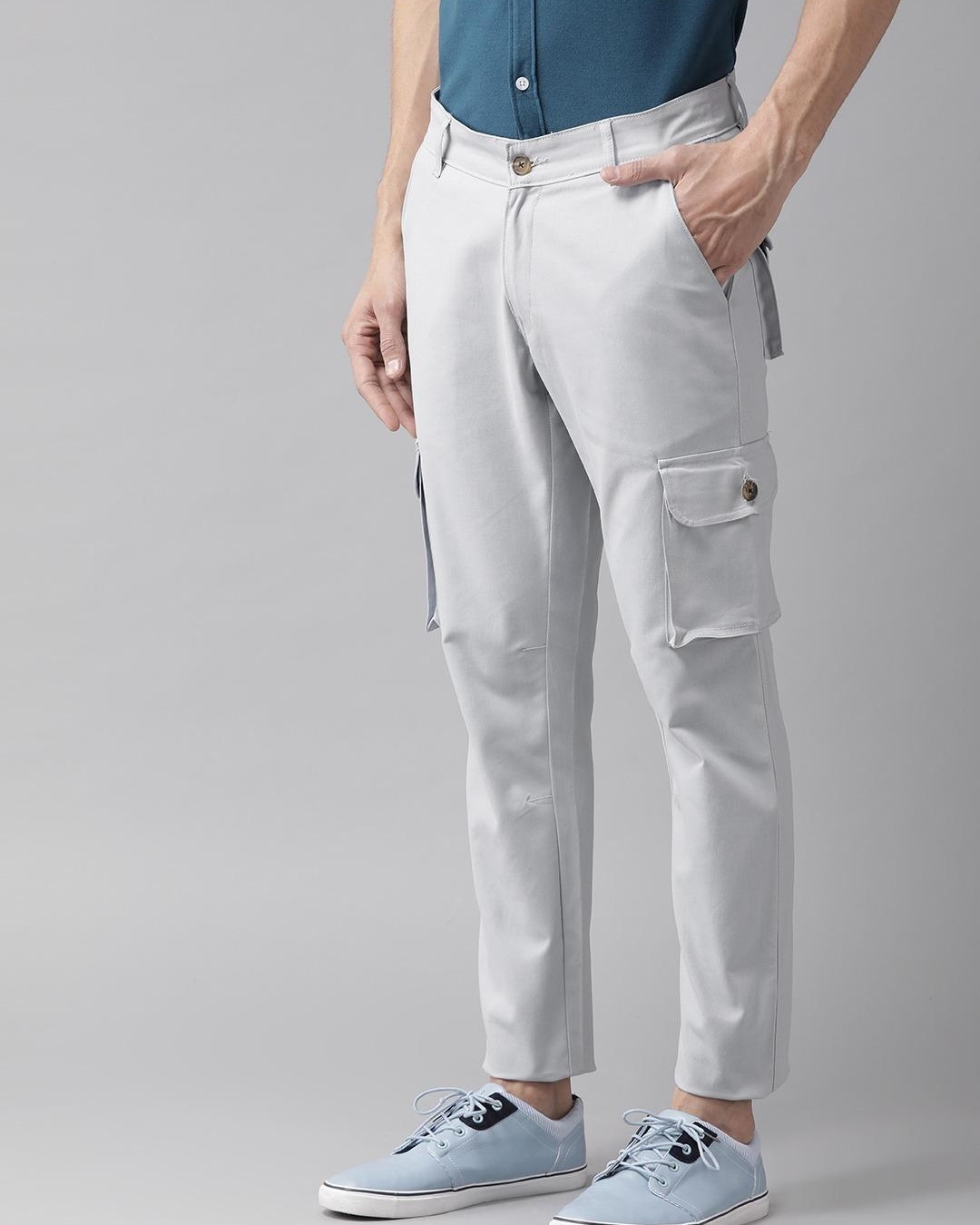 Buy Mid-Rise Flat-Front Cargo Pants Online at Best Prices in India -  JioMart.