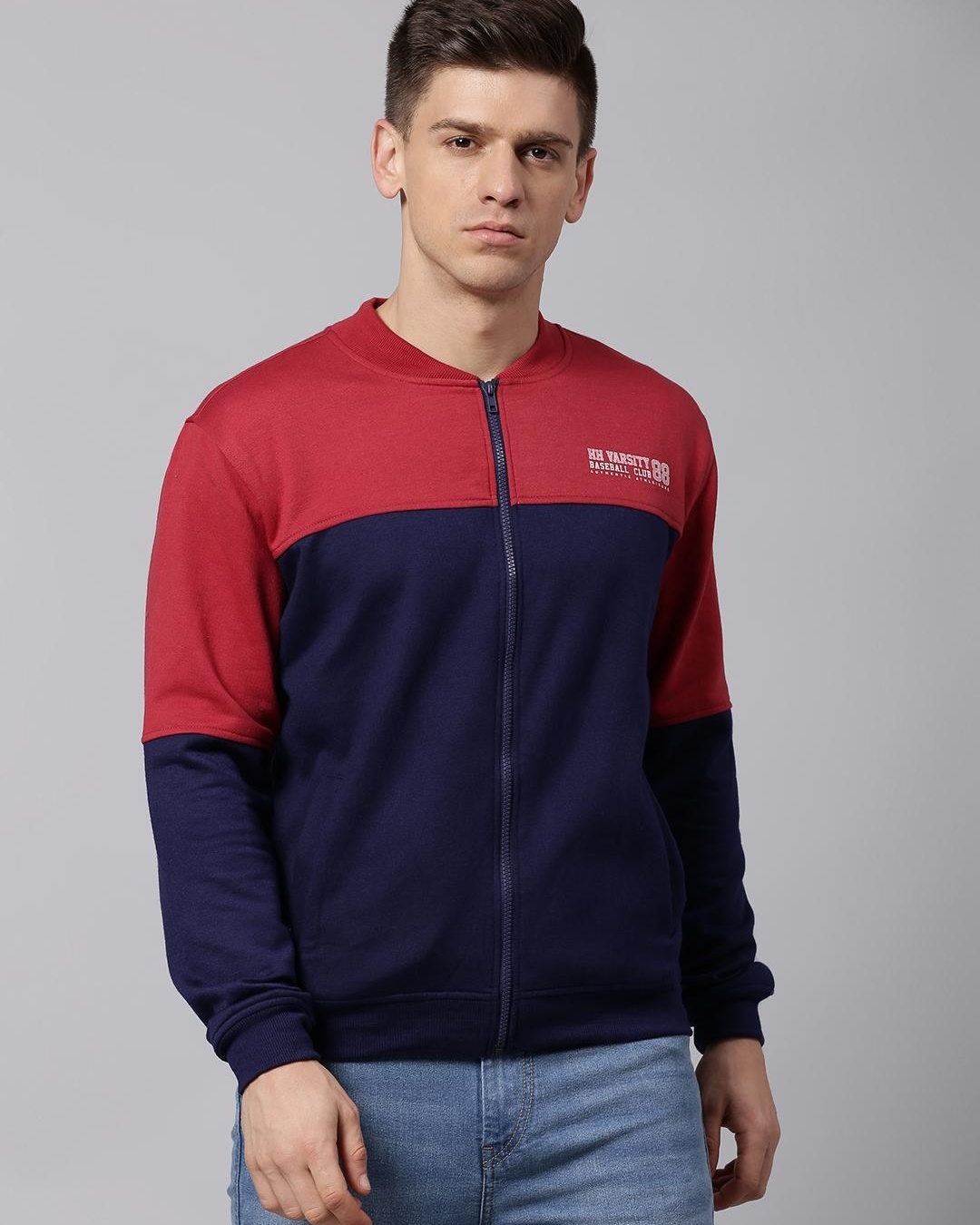 Buy Hubberholme Men's Red Color Blocked Sweatshirt Online at Bewakoof