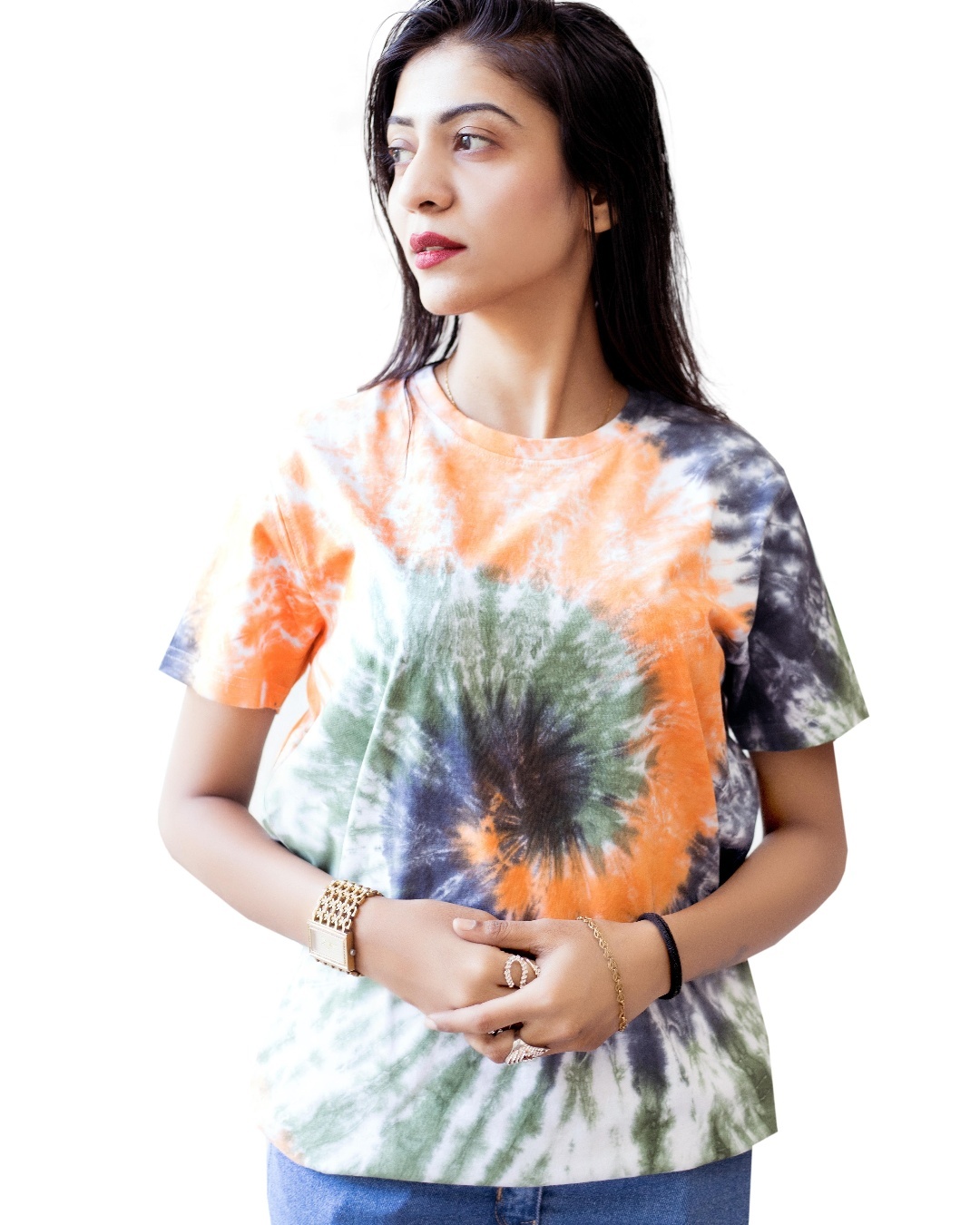 Shop Women's Orange Tie & Dye Loose Fit T-shirt-Back