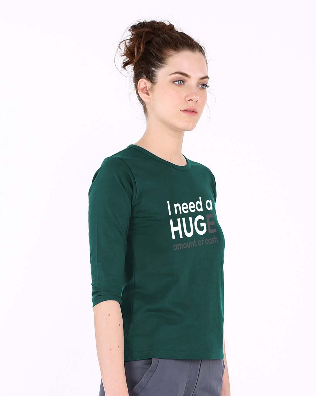 Shop Hug For Cash Round Neck 3/4th Sleeve T-Shirt-Back
