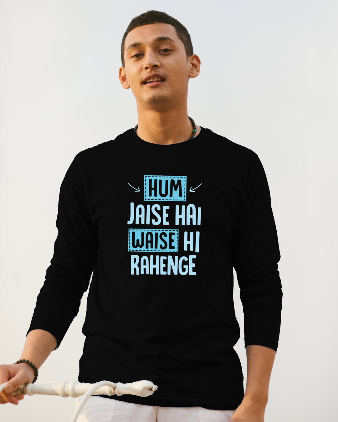 

Hum Jaise Hai Full Sleeve T-Shirt Black Men' Printed Full Sleeve T-Shirt Bewakoof.com