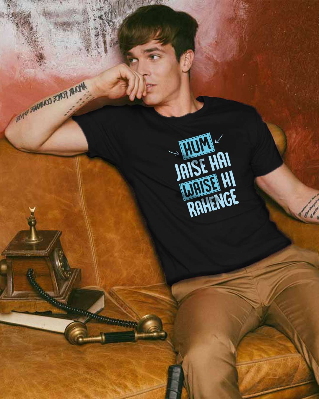 

Hum Jaise Hai Half Sleeve T-Shirt Black Men' Printed T-Shirts Bewakoof.com