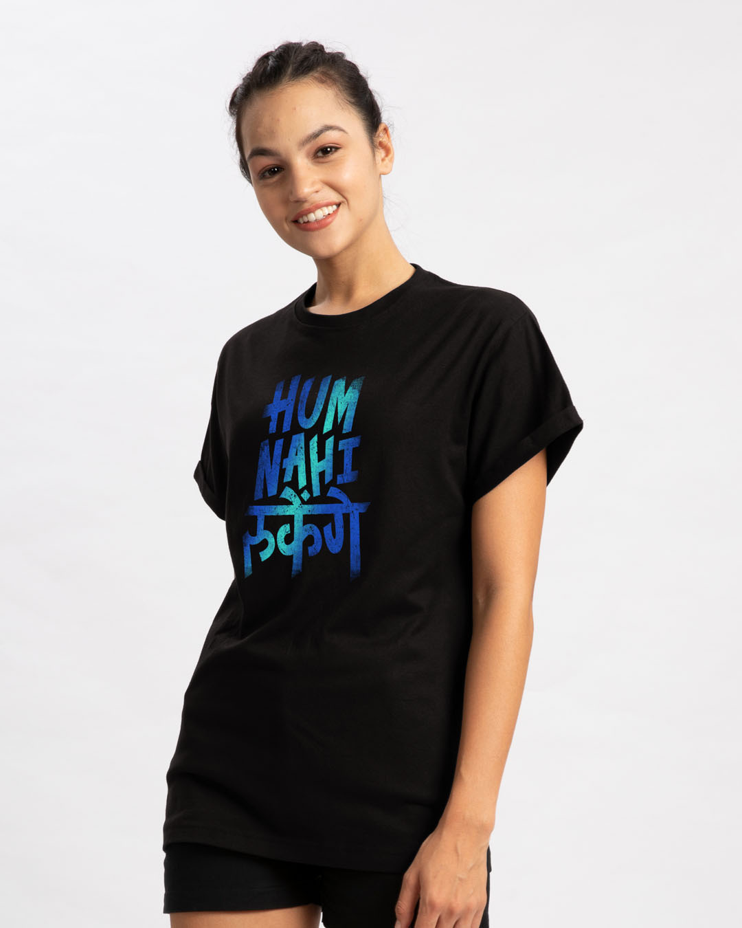 Shop Hum Nahi Rukenge Boyfriend T-Shirt-Back