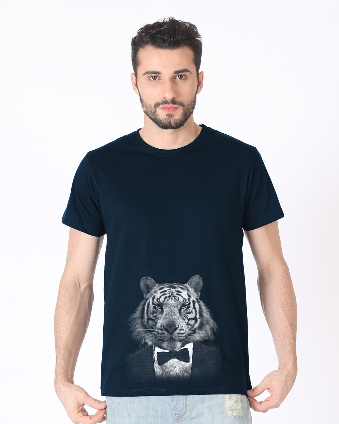 Shop Humanized Tuxedo Tiger Half Sleeve T-Shirt-Back