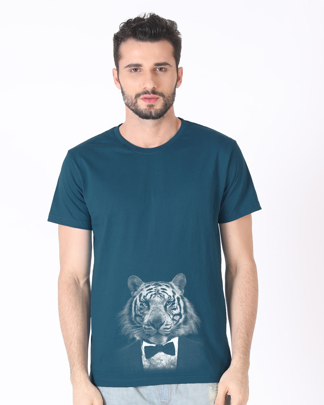 Shop Humanized Tuxedo Tiger Half Sleeve T-Shirt-Back