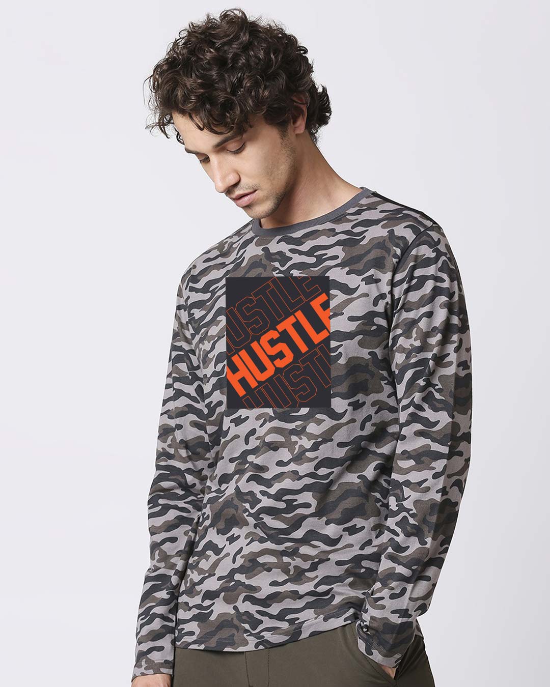 Shop Hustler ! Men's Full Sleeve Side Panel T-Shirt-Back