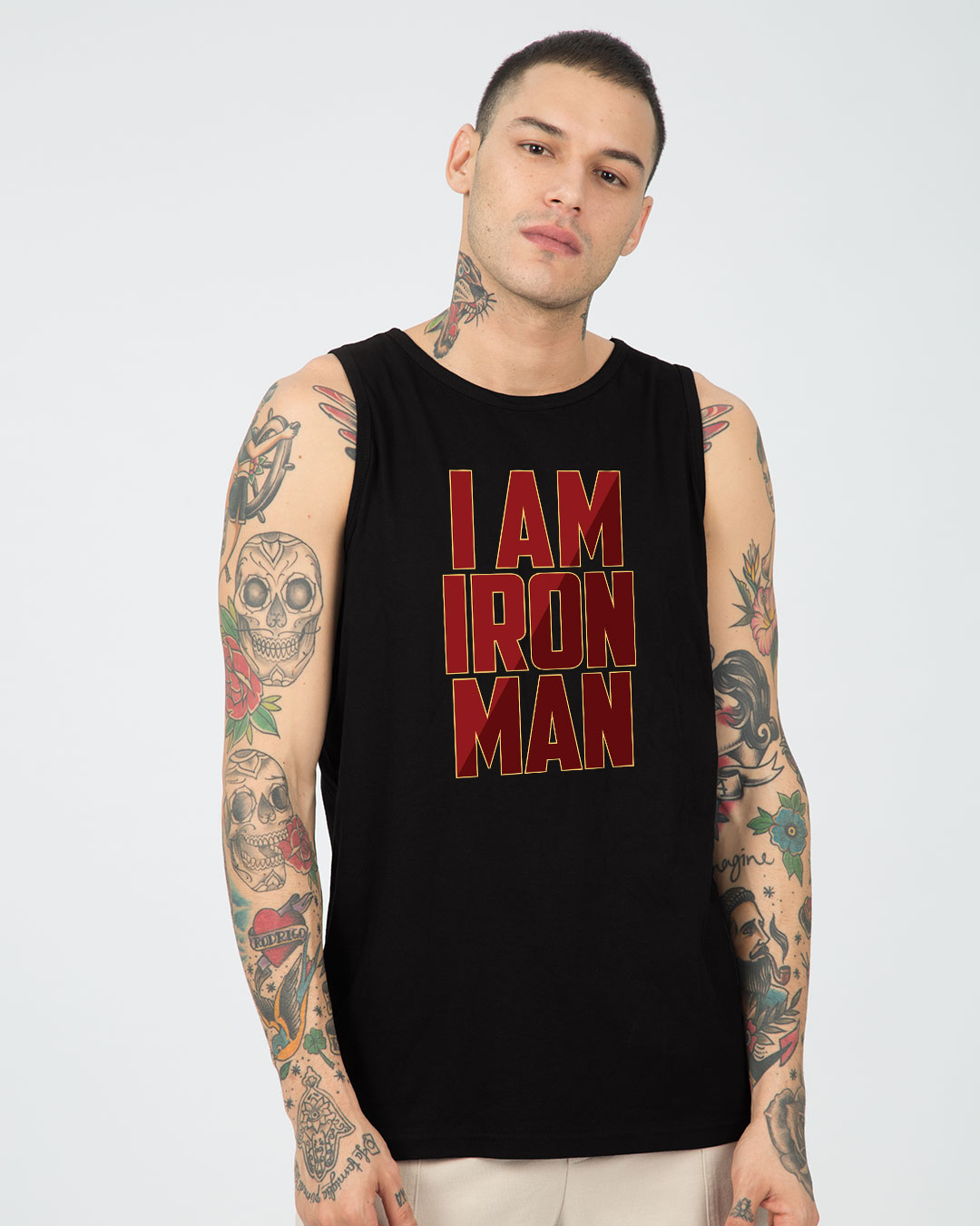 Buy I Am Iron Man Vest (AVL) for Men black Online at Bewakoof