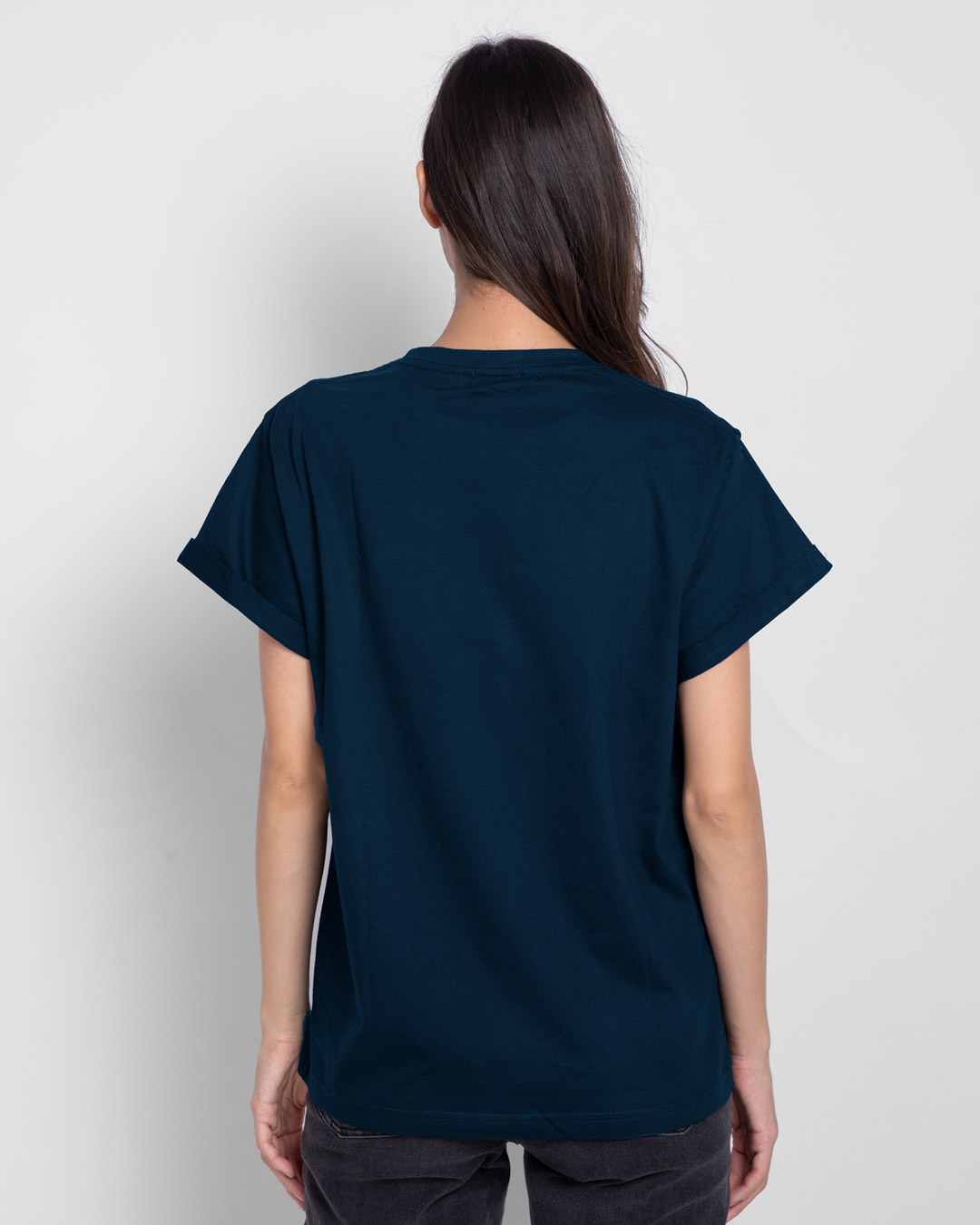 Shop I Am The Trouble Boyfriend T-Shirt (TJL) Navy Blue-Back