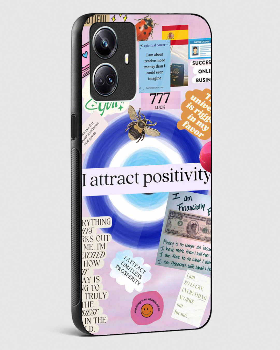 Shop I Attract Positivity Premium Glass Case for Realme 10 Pro Plus 5G-Back