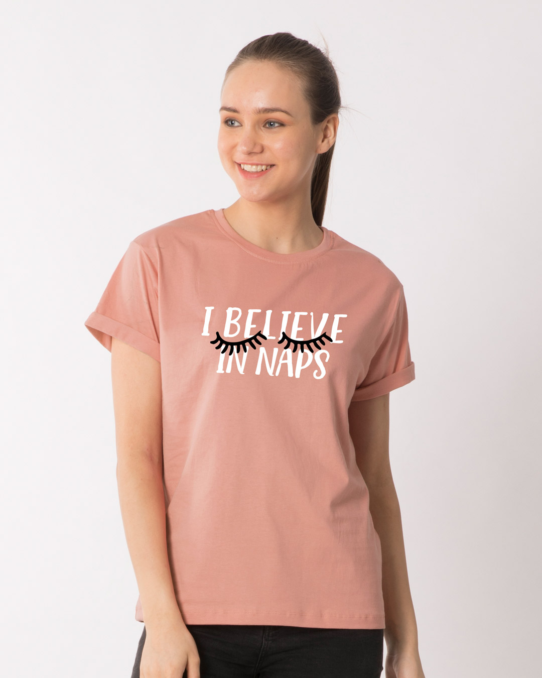 Shop I Believe In Naps Boyfriend T-Shirt-Back