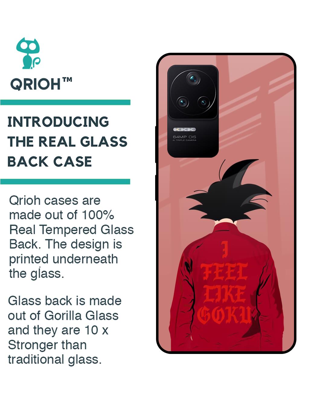 Shop I Feel Like Goku Premium Glass Case for Poco F4 5G(Shock Proof, Scratch Resistant)-Back