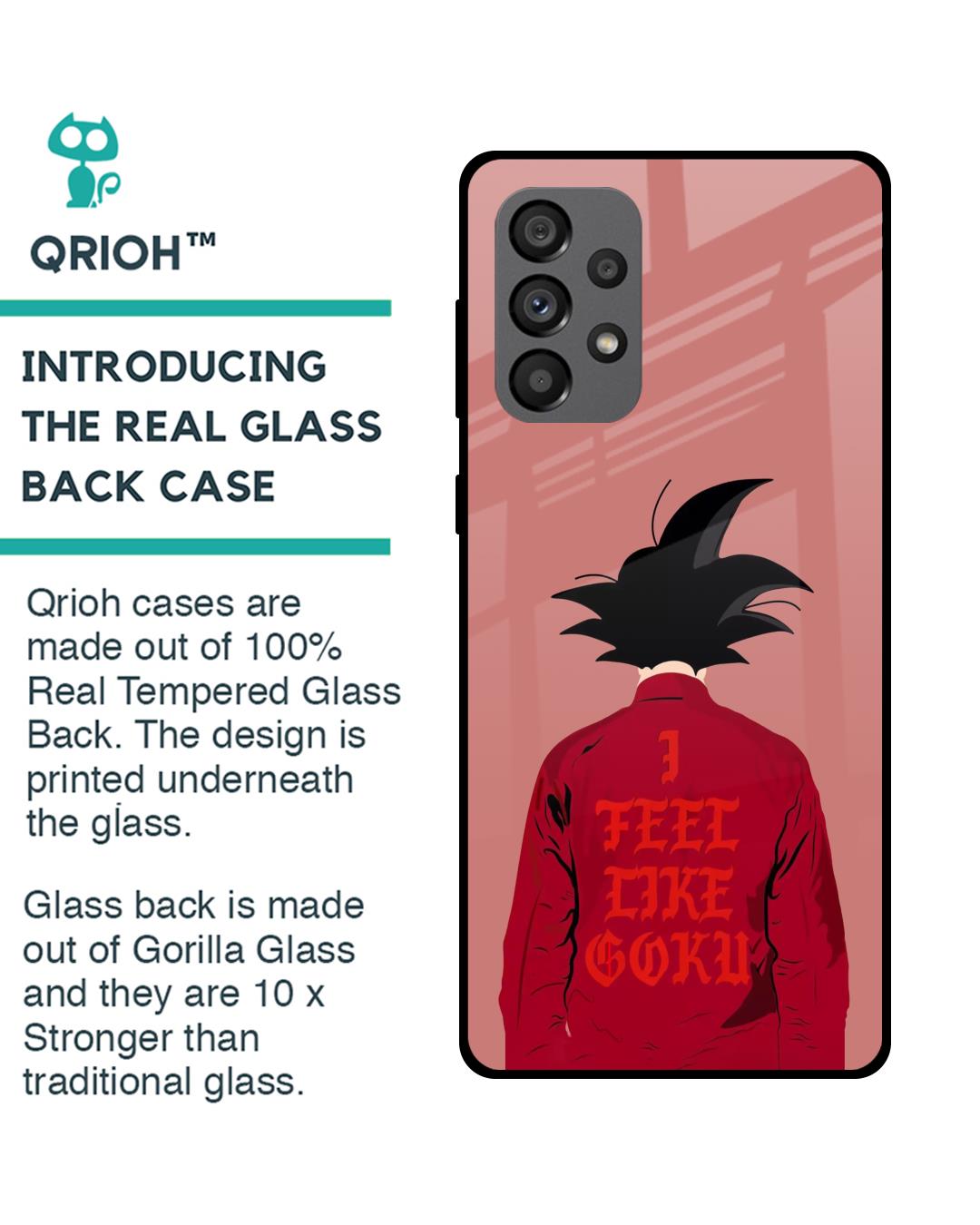Shop I Feel Like Goku Premium Glass Case for Samsung Galaxy A73 5G (Shock Proof,Scratch Resistant)-Back