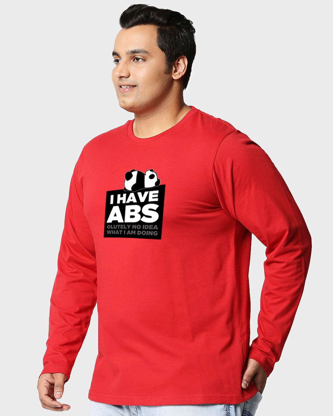 Shop I Have Abs Full Sleeves Plus Size T-Shirt-Back
