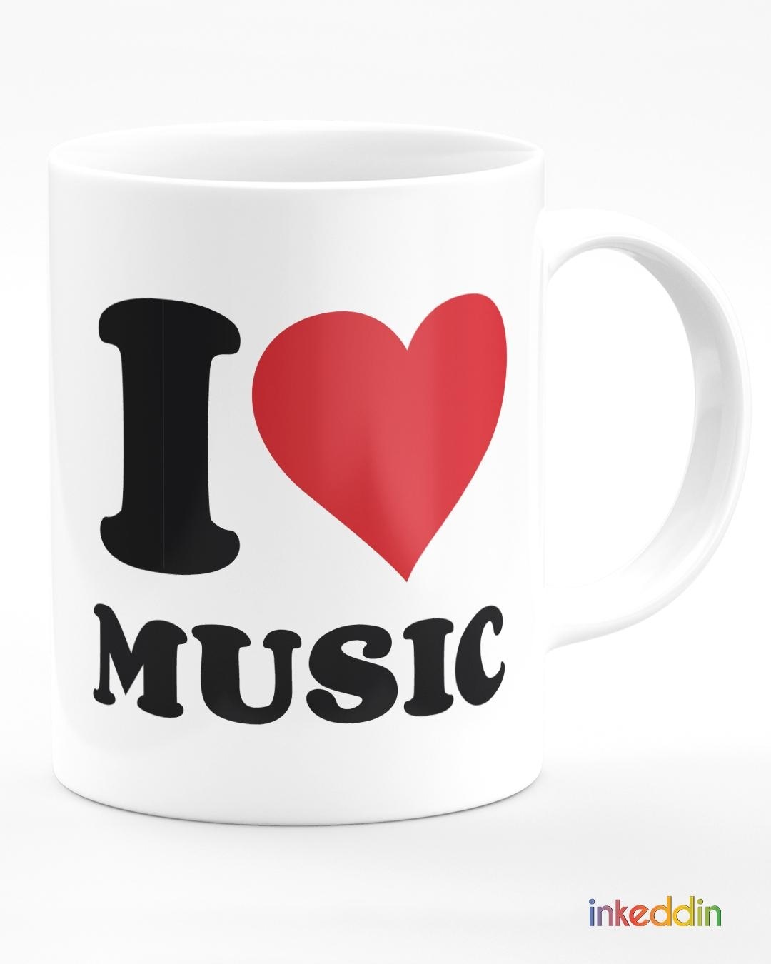 Shop I Love Music Printed Ceramic Coffee Mug (330ml, Single piece)-Back