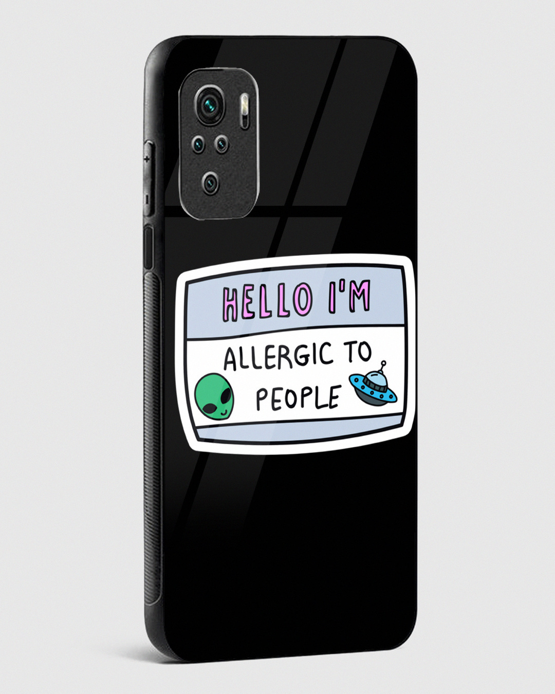 Shop I'm Allergic To People Premium Glass Case for Xiaomi Redmi Note 10-Back