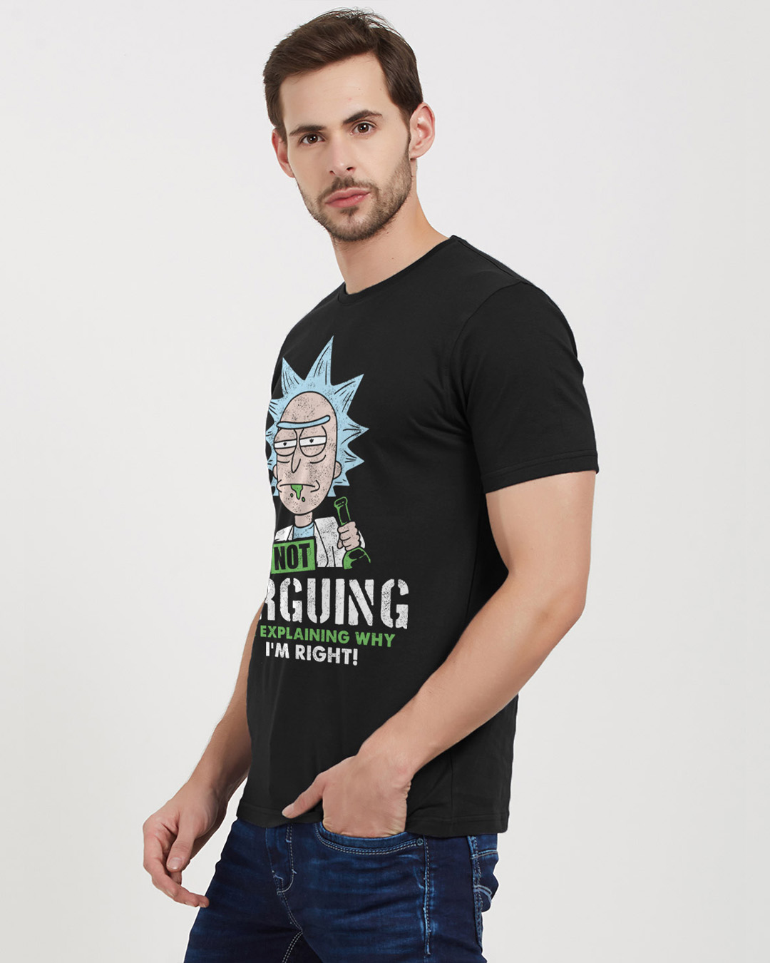 Shop I'm Not Arguing Official Rick And Morty Cotton Half Sleeves T-Shirt-Back