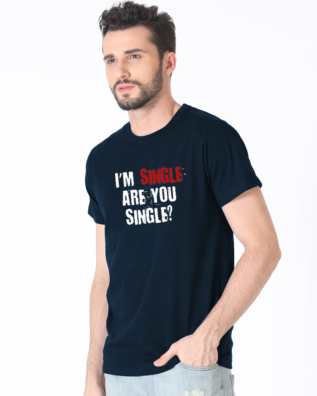 Buy I M Single Are You Single Half T-Shirt for Men Blue Online at ...