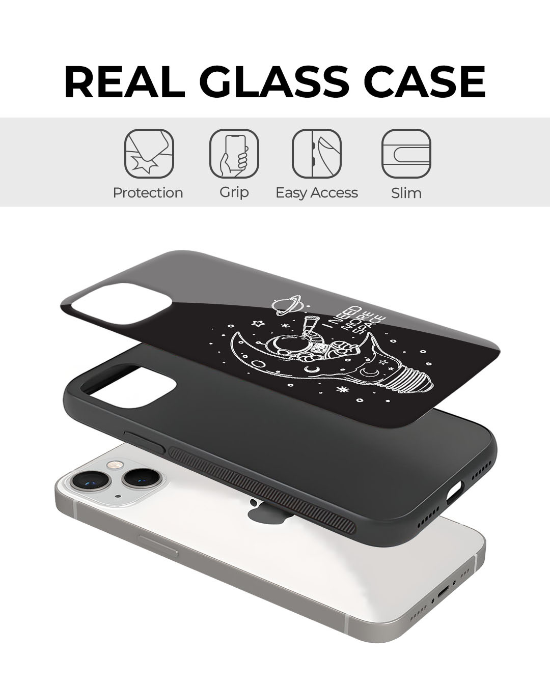Shop I Need Space Premium Glass Cover for Apple iPhone 13 Pro-Back