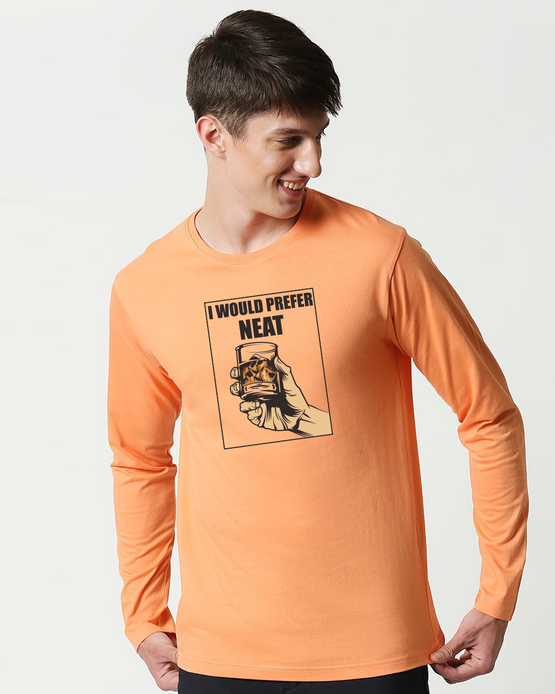 Shop I Would Prefer Neat Full Sleeve T-Shirt Mock Orange -Back