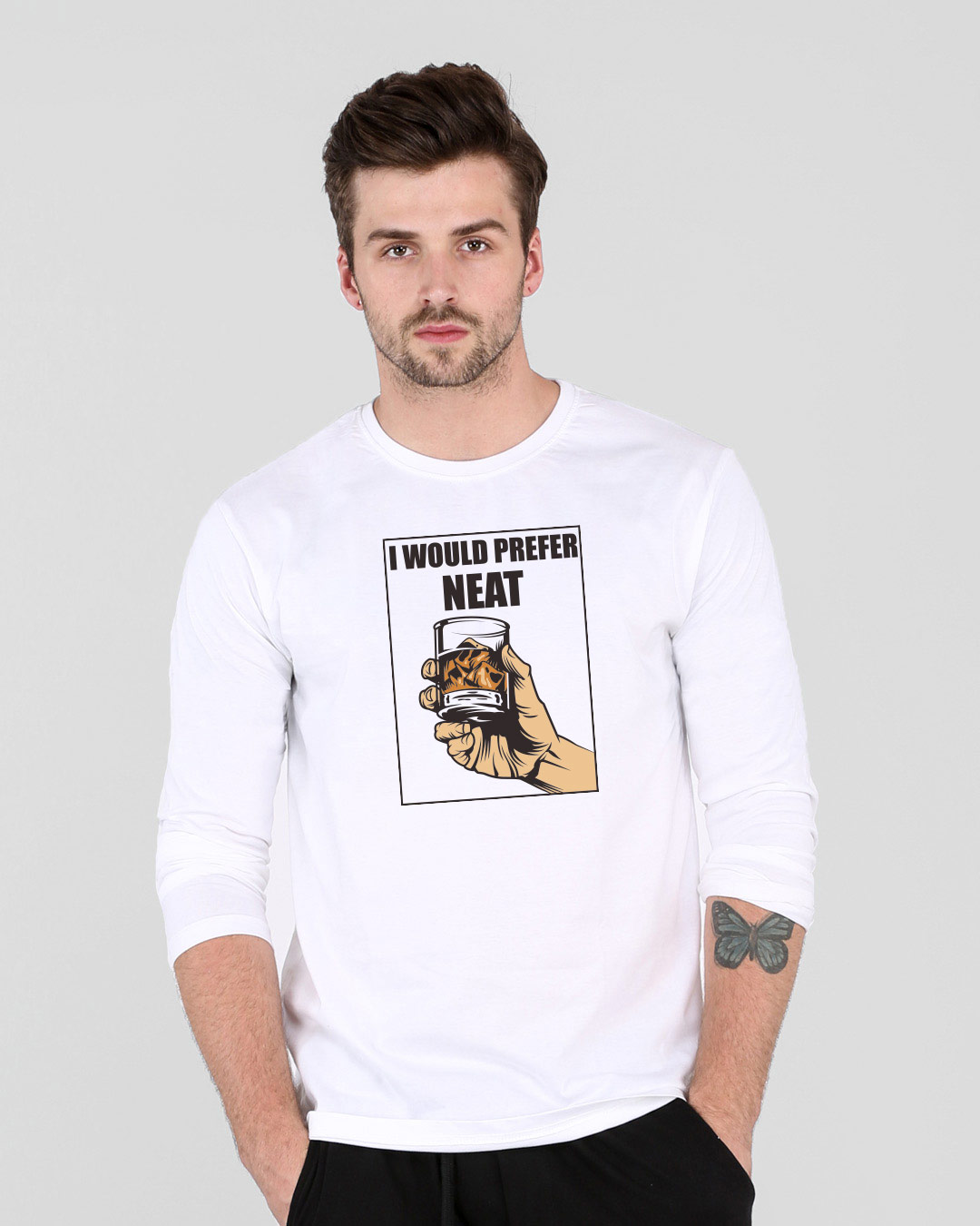 

I Would Prefer Neat Full Sleeve T-Shirt White Men' Printed Full Sleeve T-Shirt Bewakoof.com