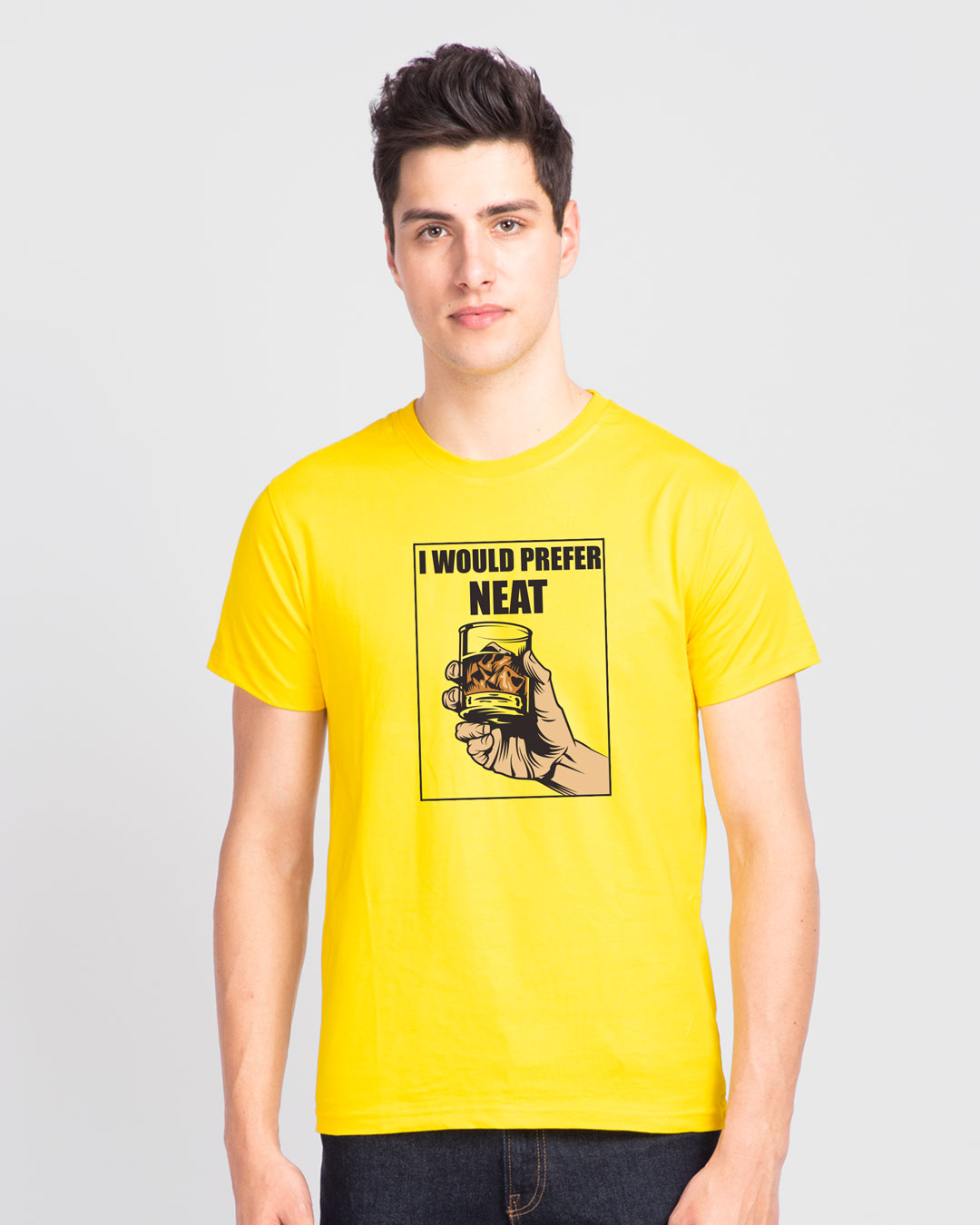 

I Would Prefer Neat Half Sleeve T-Shirt Pineapple Yellow Men' Printed T-Shirts Bewakoof.com