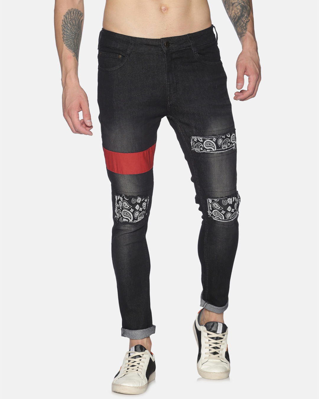 black tapered fit jeans