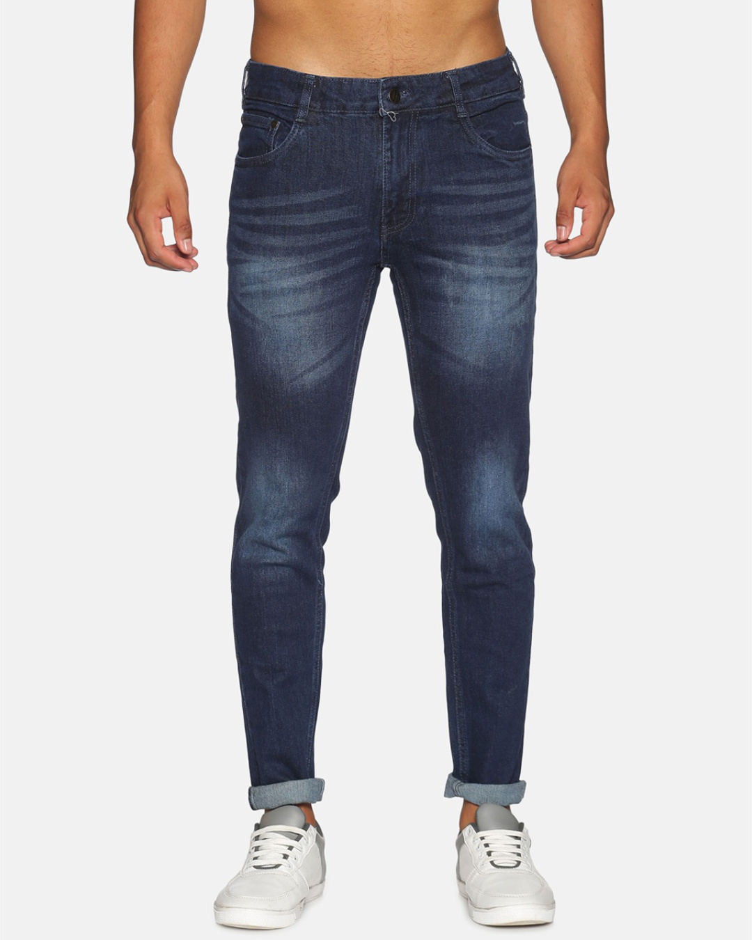 Buy Impackt Men's Blue Washed Tapered Fit Jeans Online at Bewakoof