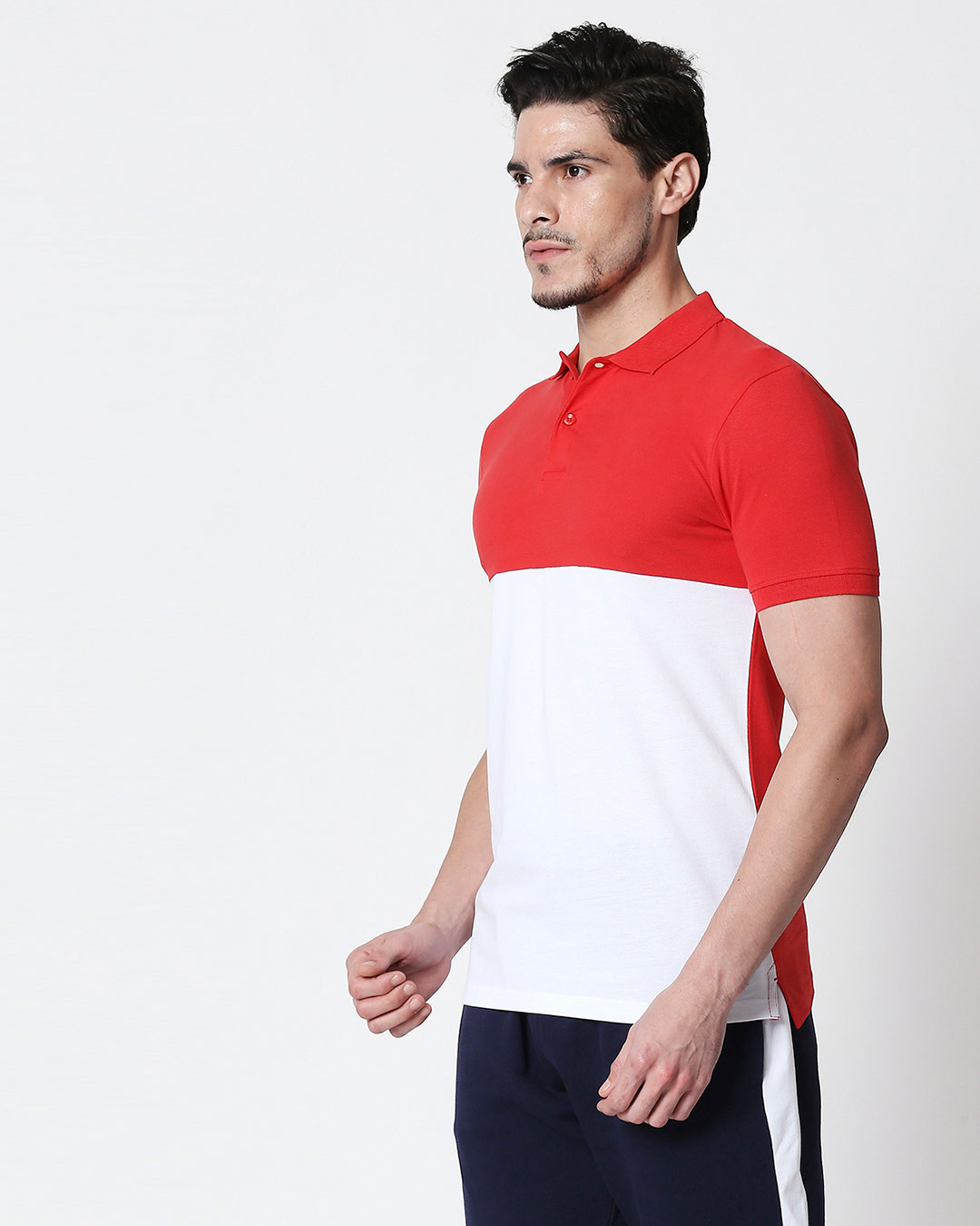 Shop Imperial Red-White Two Block Polo T-Shirt-Back