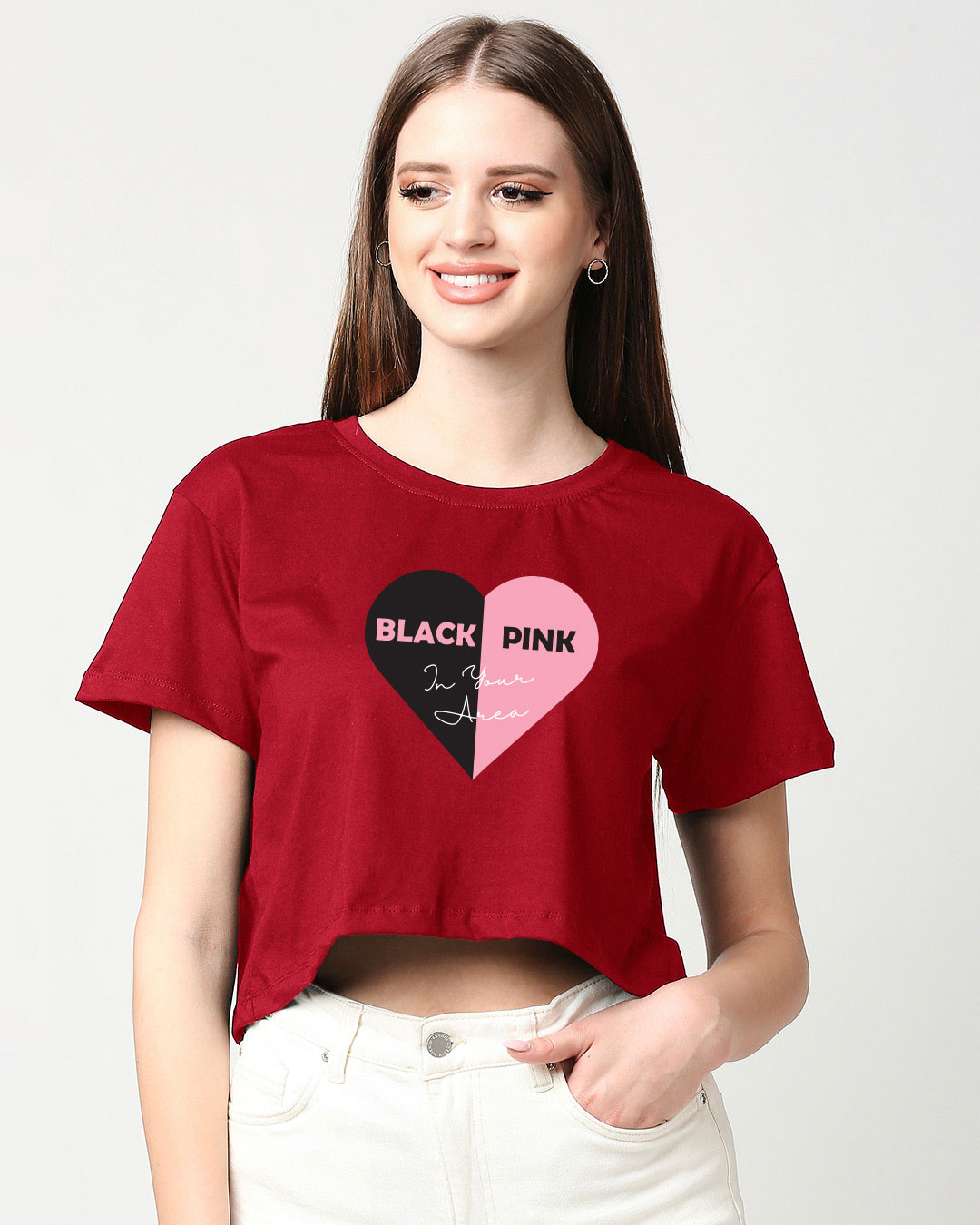 Shop In Your Area Top Boxy Crop Top Bold Red-Back