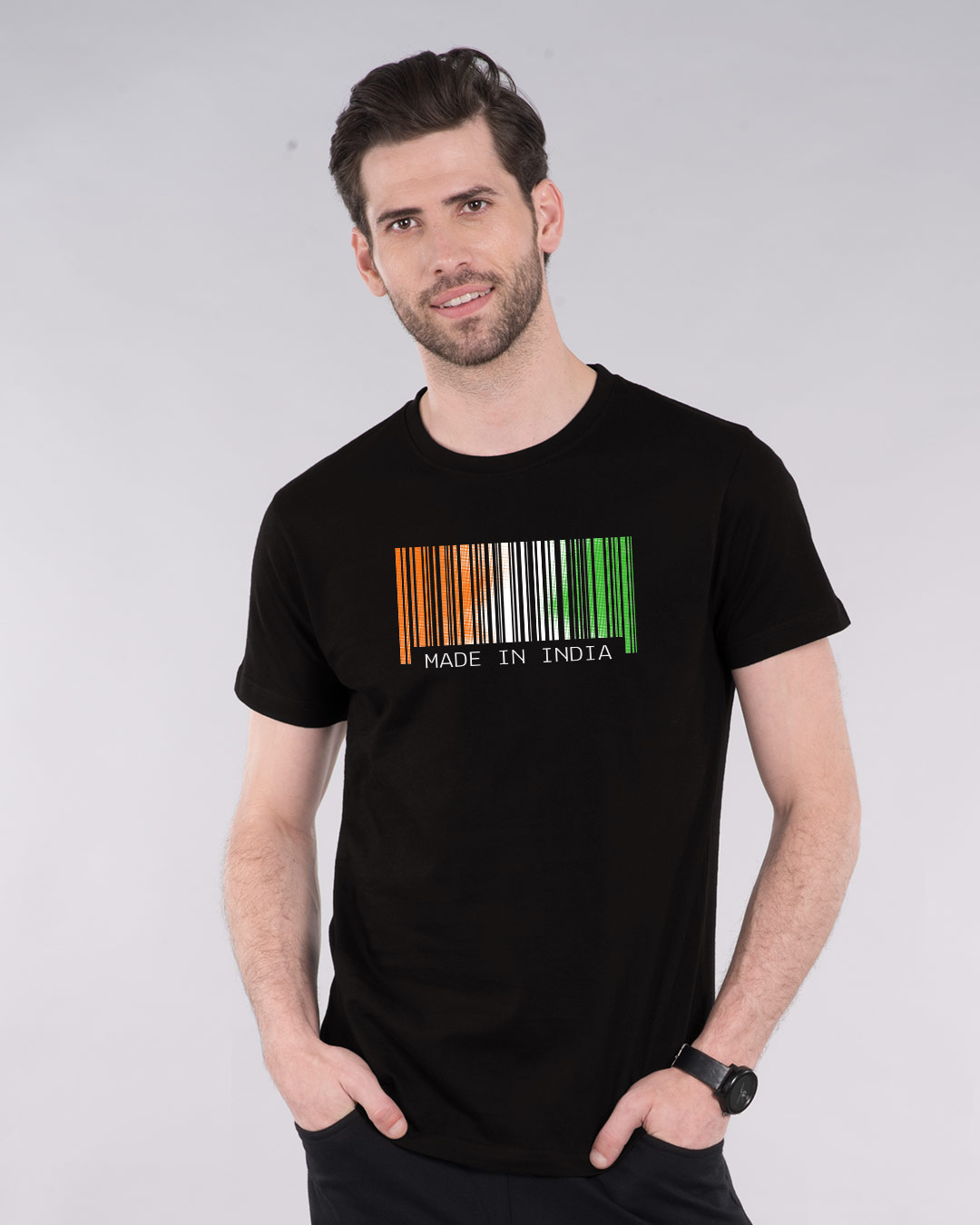 Shop India Barcode Half Sleeve T-Shirt-Back
