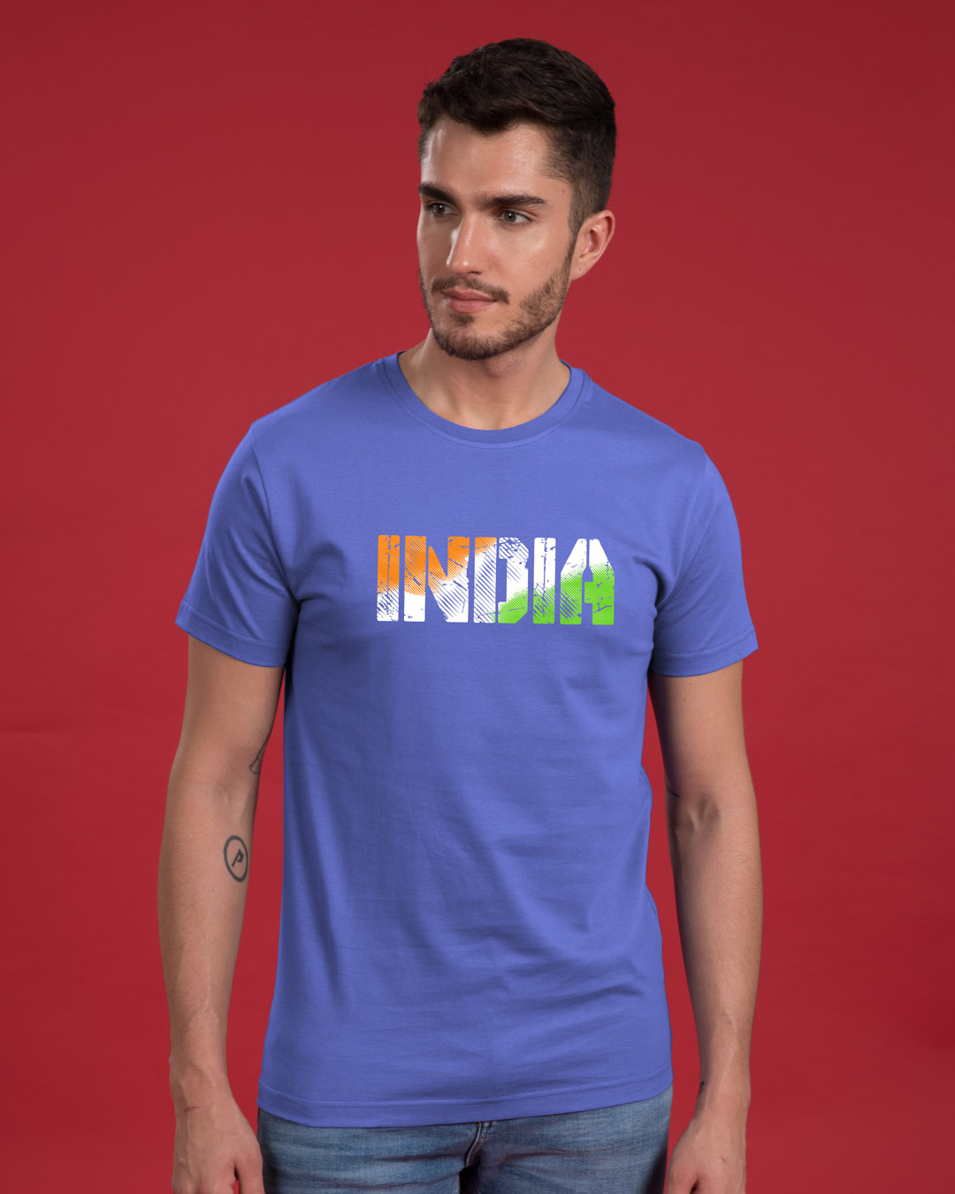 Shop India Tricolor Half Sleeve T-Shirt-Back