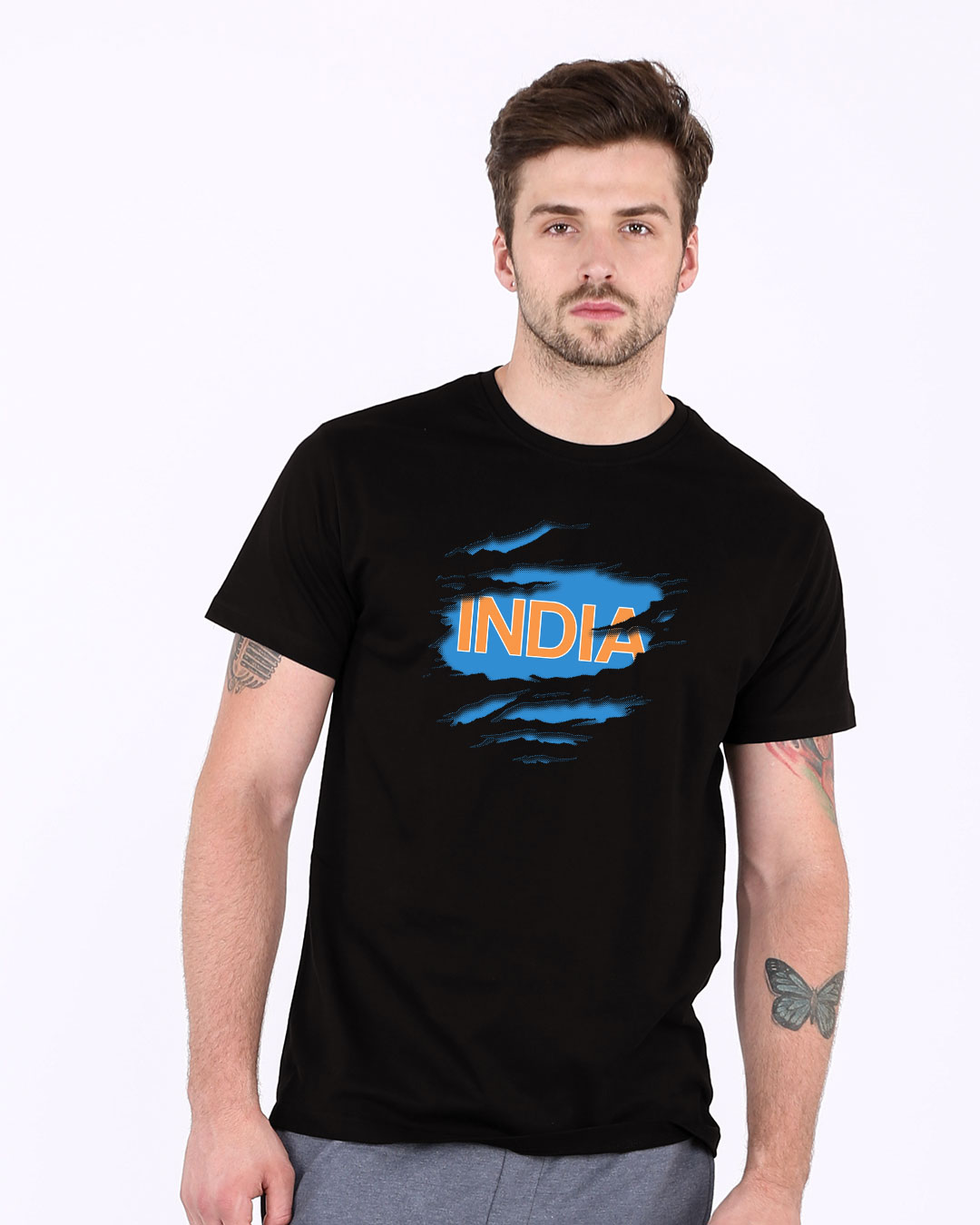 Shop Indian Blue Half Sleeve T-Shirt-Back